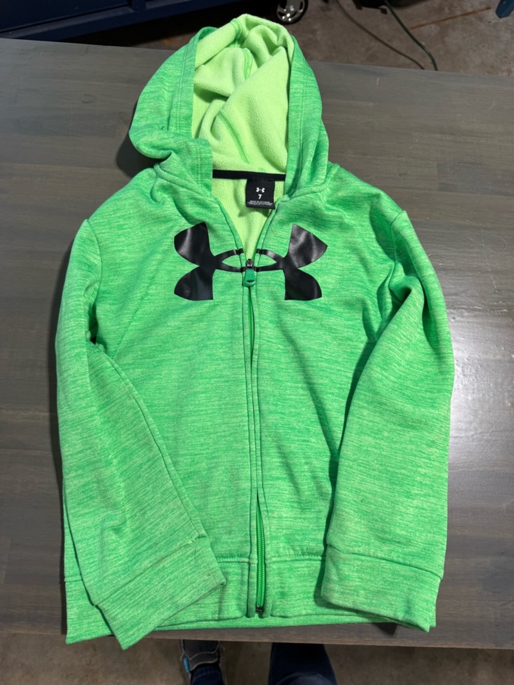 Under Armour Neon Green Full Zip Hoodie with Black Logo